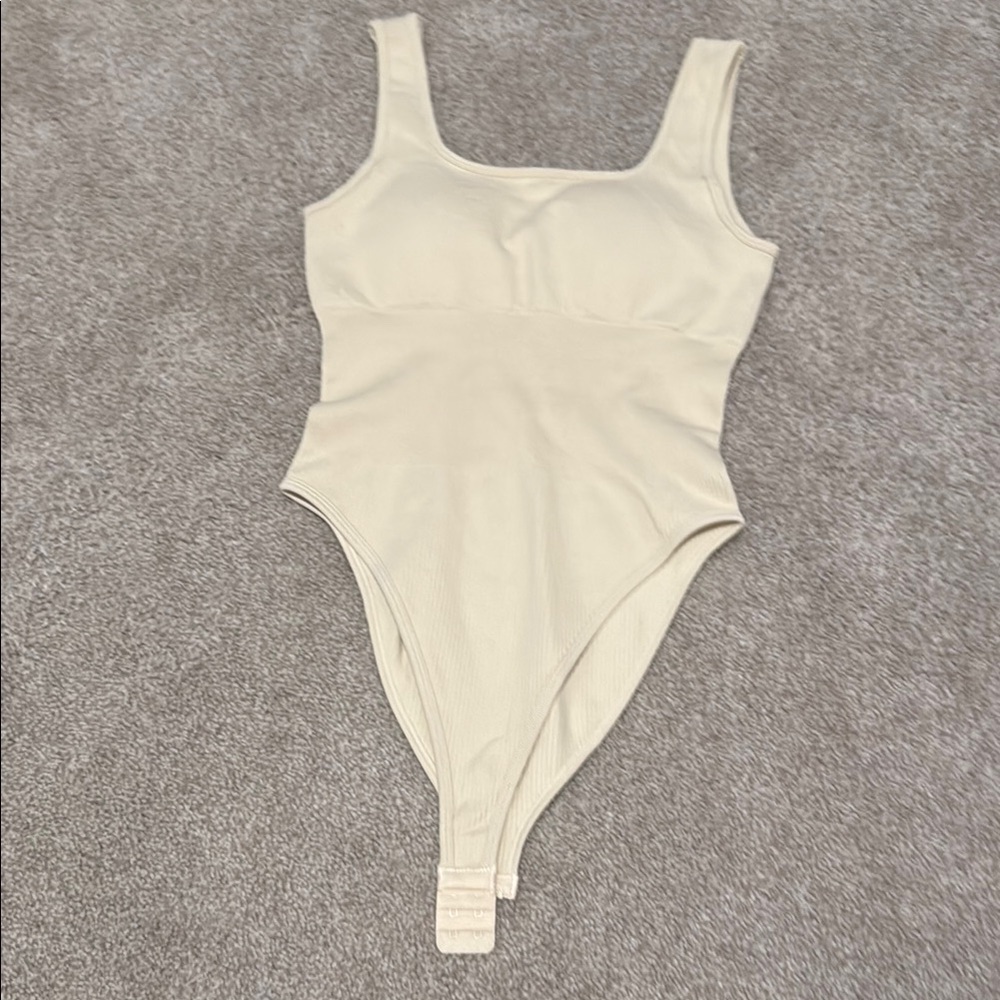 Cream Square Neck Sleeveless Bodysuit